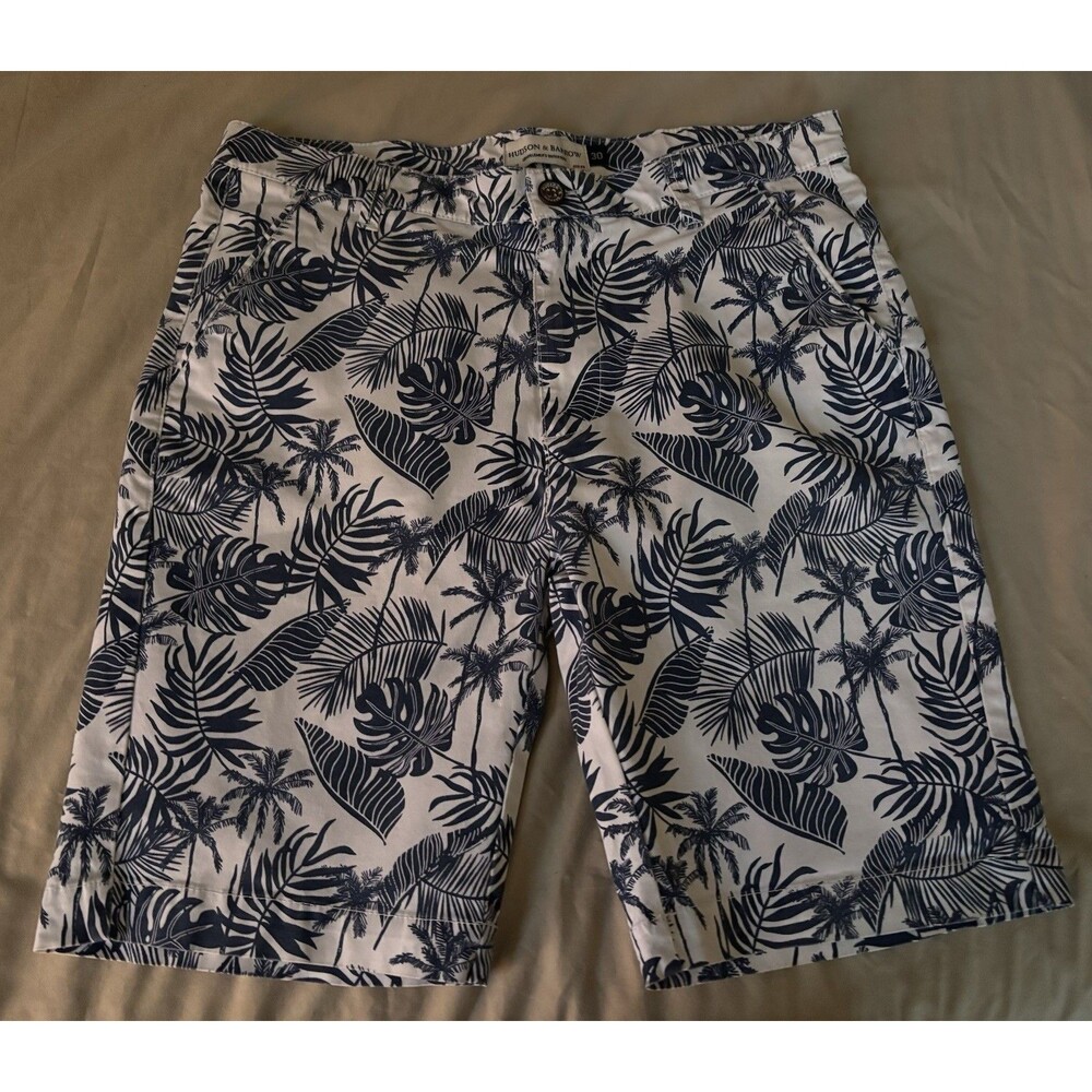 Hudson & Barrow Shorts Mens White Palm Tree Stretch Chino 30x9